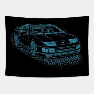 Nissan 300ZX Fairlady Z Lineart Blueprint Tapestry