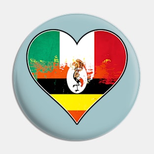 Mexican and Ugandan Heart Mix Heritage Flag Pin