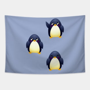 Cute Little Cartoon Penguins - Smile and Wave Tapestry