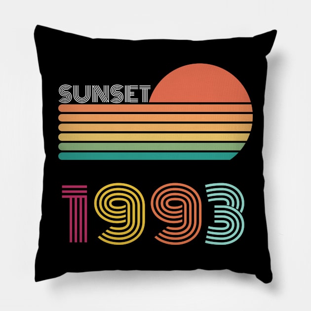 Sunset Retro Vintage 1990 Pillow by Happysphinx