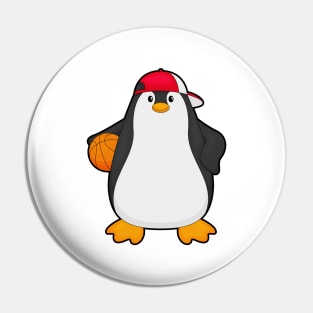 Penguin as Basketball player with Basketball ball Pin