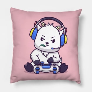 Cute Sheep Playing Game Cartoon Pillow