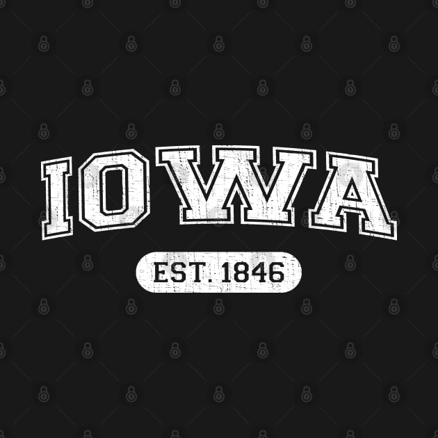 Classic College-Style Iowa 1846 Distressed University Design by Webdango