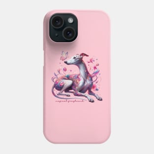 Whimsical Greyhound With Flowers And Butterfly Phone Case