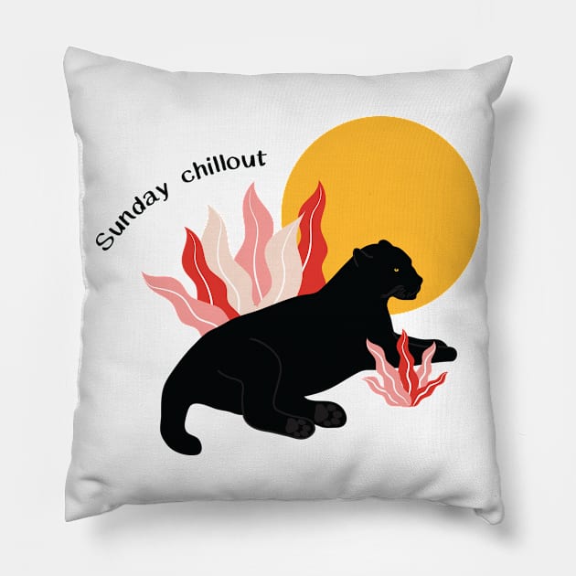 Sunday chillout with black panther - text Pillow by grafart
