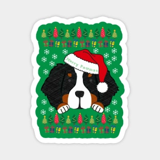 Ugly Christmas Sweater Bernese Mt Dog Santa Magnet