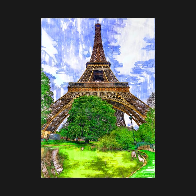 Eiffel Tower Green Lake Paris. For Eiffel Tower & Paris Lovers. by ColortrixArt