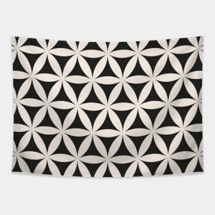 Flower of Life, Sacred Geometry / Ivory and Charcoal Shades Tapestry