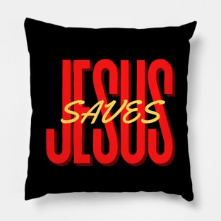 Jesus Saves - Christian Typography Pillow