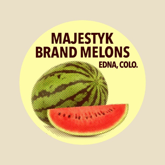 Majestyk Brand Melons (Vintage Fruit Sticker) by fun stuff, dumb stuff