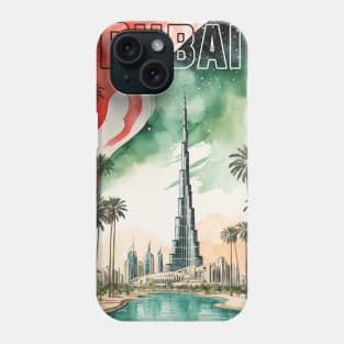 Dubai United Arab Emirates Starry Night Vintage Travel Tourism Phone Case