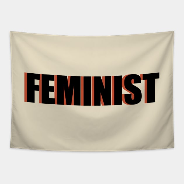 FEMINIST (red-ish orange) Tapestry by planetary