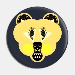 Grizzly Bear Face, Pale Yellow tones Pin