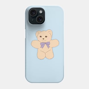 teddy bear ribbon coquette dollette cream purple Phone Case