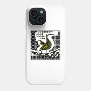 talavera egret bird ecopop in tribal wallpaper of porcelain art Phone Case