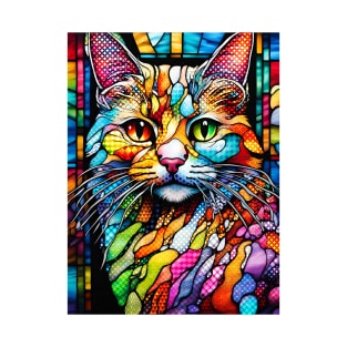 Multicolor Stained Glass Cat 708 T-Shirt