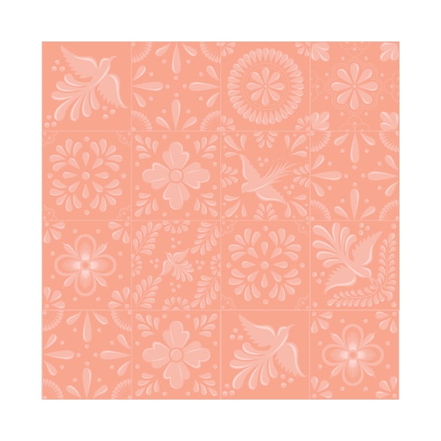 Mexican Peach Color Talavera Tile Pattern by Akbaly by Akbaly