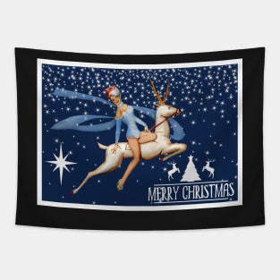 Starry Night Reindeer Pin Up Tapestry