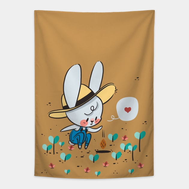 Garden Bunny Tapestry by monitosbonitos