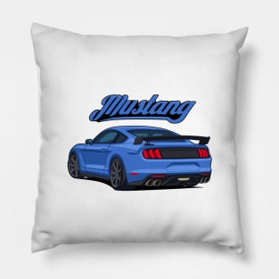 Rear Car Mustang blue Pillow