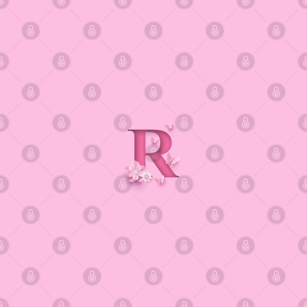 R Letter Personalized, Pink Minimal Cute Design, Birthday Gift, Christmas Gift by PRINTPOSE