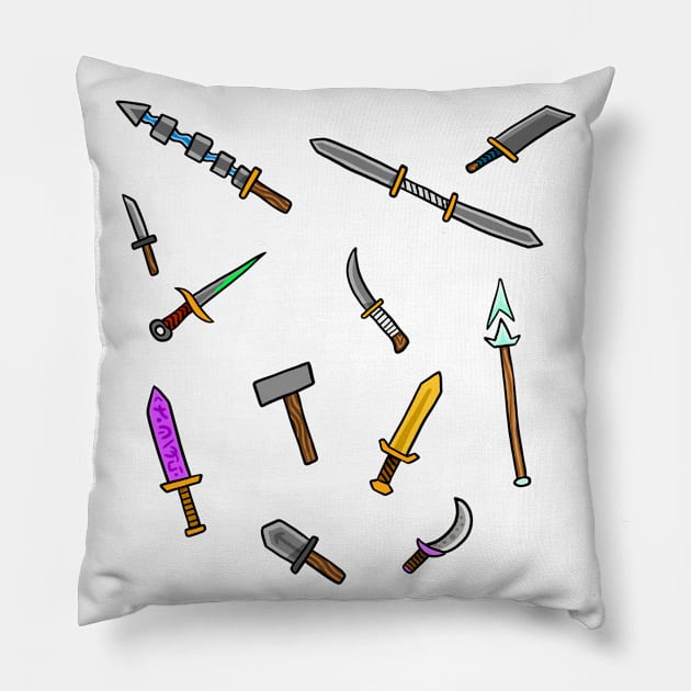 Some fantastic medieval weaponry Pillow by The Mighty Shop of Mif