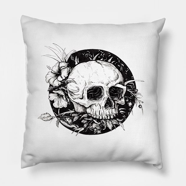 Hibiscus Skull Pillow by IrenesGoodies