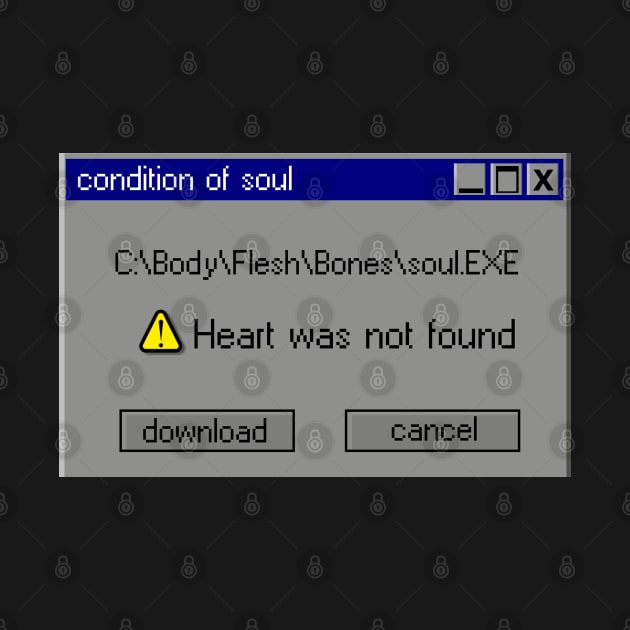 Vaporwave Classic Window Error Funny Heart Was Not Found by A Comic Wizard