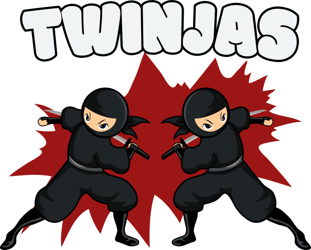 Twinjas Ninjas Twins Siblings Kids T-Shirt by Foxxy Merch