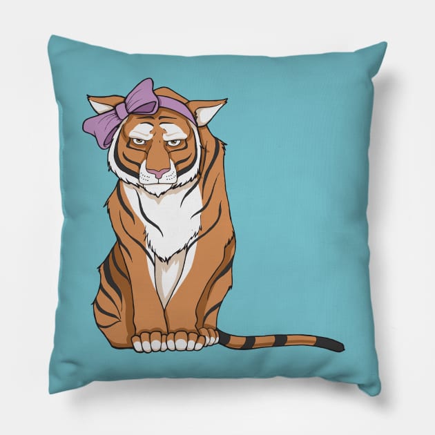 Don't Call Me Cute - Tiger In Pink Bow Pillow by 5sizes2small