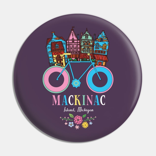 Mackinac Island Michigan Bike Art Pin by USProudness