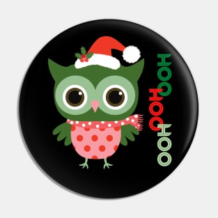 Hoo Hoo Hoo Owl Christmas Holiday Santa Pin