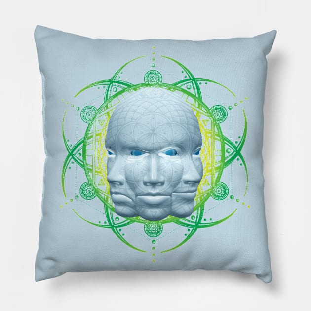 Sacred Synthetics 2 Pillow by FAKE NEWZ DESIGNS