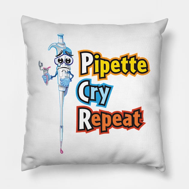 Pipette Cry Repeat Sad Cartoon Character Pillow by SuburbanCowboy