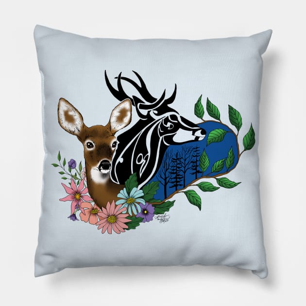 Doe and Buck Deer Pillow by tigressdragon