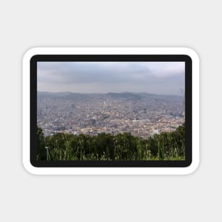 View to Barcelona city from the Montjuic hil Magnet