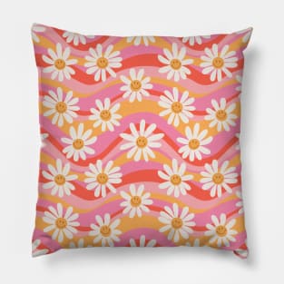 Wavy Daisies Pillow