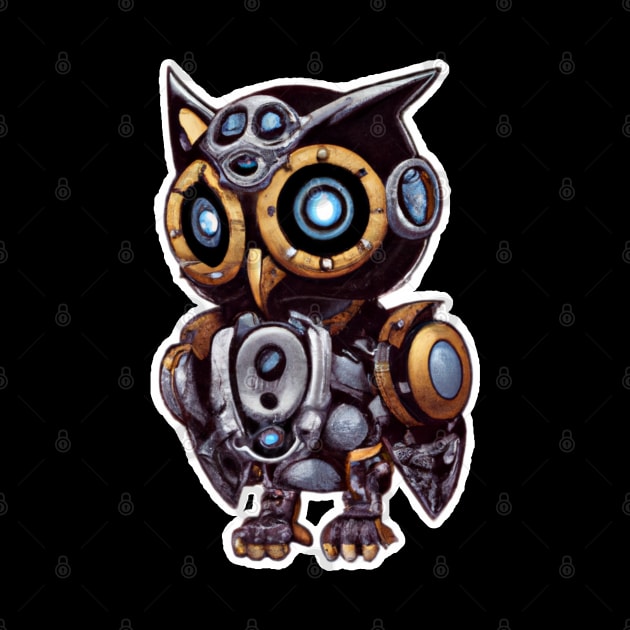 steampunk owl, cyberpunk owl, owl with armor, robo owl by maxdax