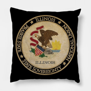 Vintage Illinois USA United States of America American State Flag Pillow