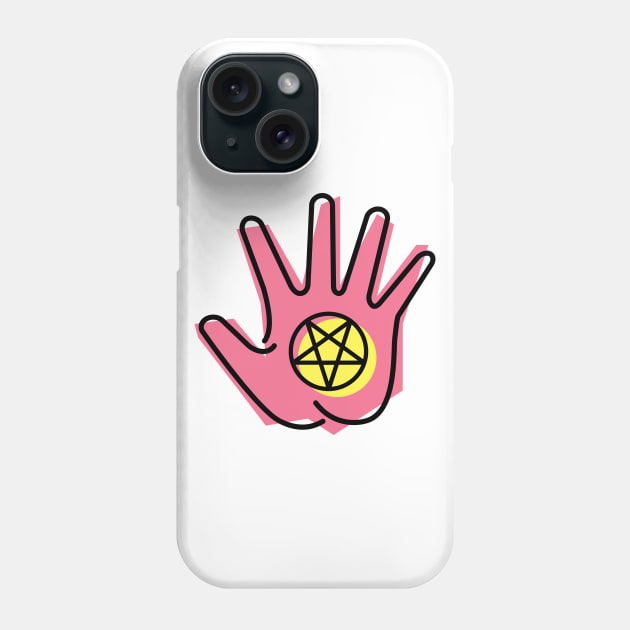 Retro 90s Aesthetic Vaporwave Pentagram Hand Phone Case by MeatMan