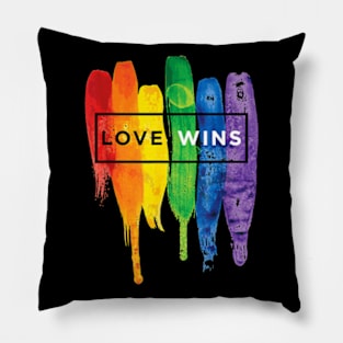 Rainbow Graphic LGBT Equality Funny Love Wins Letter Print Pillow