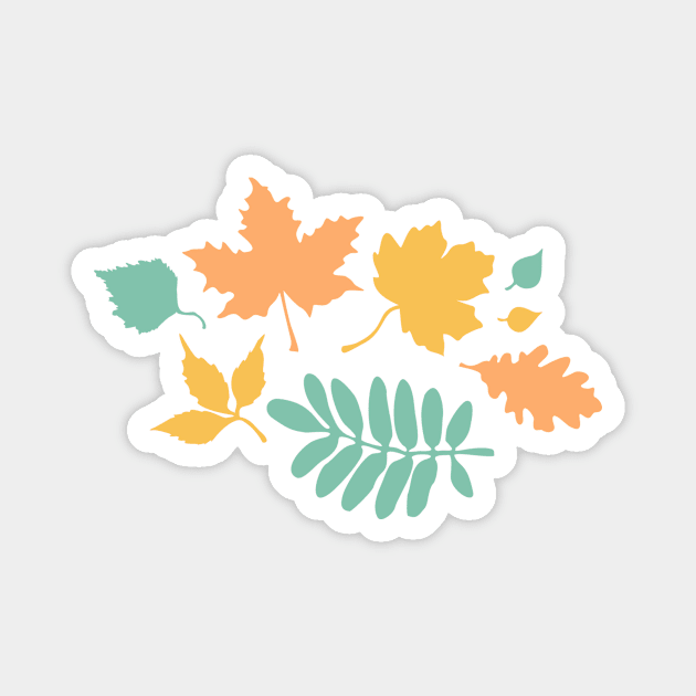 Sunny Autumn Pastel Leaves Pattern Magnet by XOOXOO