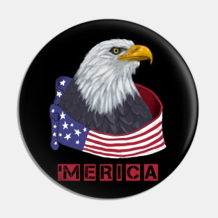 4th Of July Merica Bald Eagle T-Shirt Pin