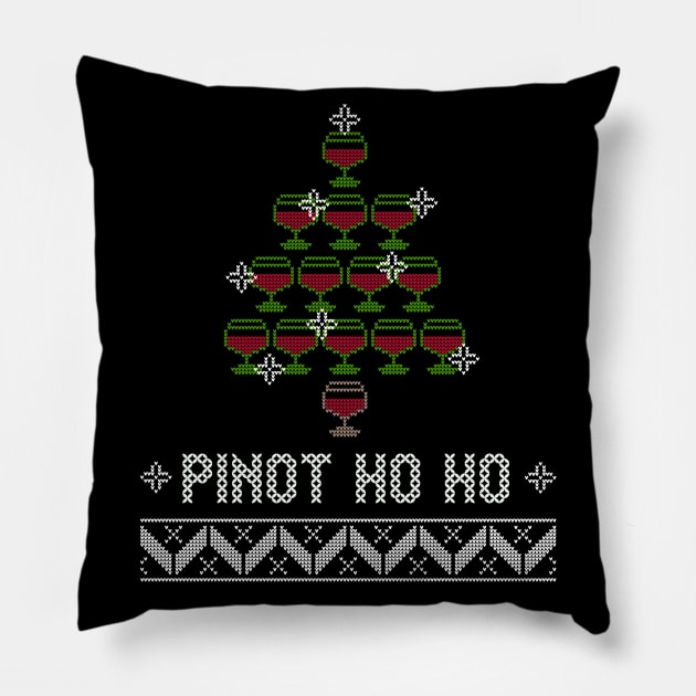 Wine Lover Ugly Christmas Pinot Wine Glass Festive Tree Pillow by YourGoods