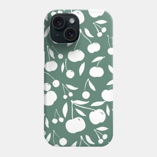 Cherries pattern - sage green Phone Case