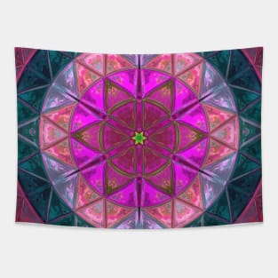 Glass Tile Kaleidoscope Pink and Blue Tapestry