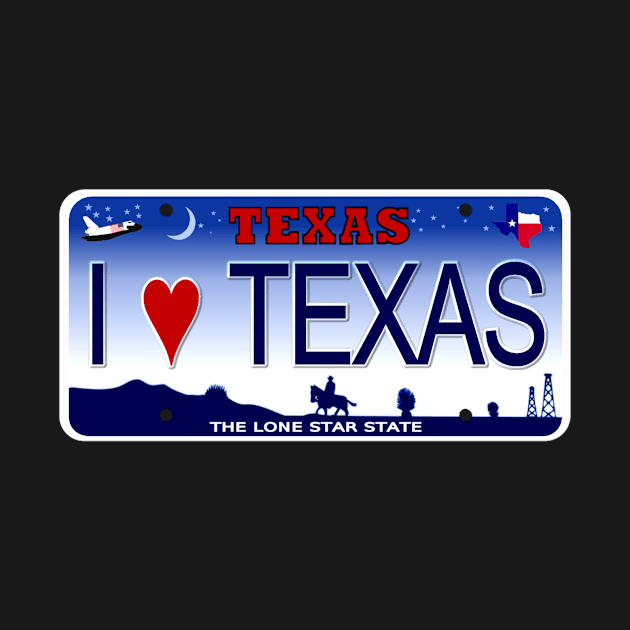 I Love Texas License Plate by Mel's Designs