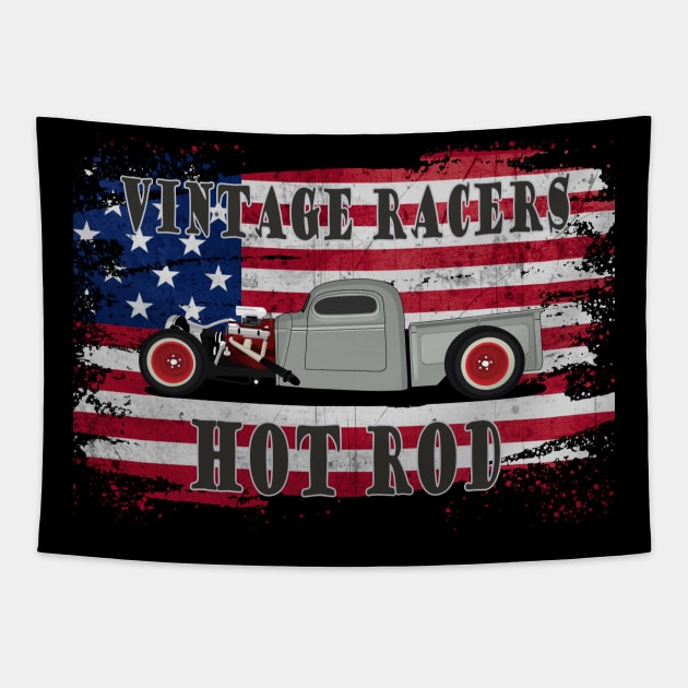 Hot Rod American Cars Tapestry by masjestudio