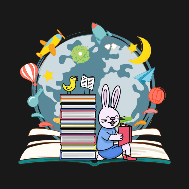 Cute bunny rabbit book lover by MarrinerAlex