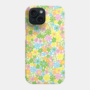 RETRO FLORAL PATTERN 70S GROOVY PASTEL PINK YELLOW GREEN BLUE FLOWER MARKET SCANDINAVIAN MEADOW MIDSOMMAR Phone Case